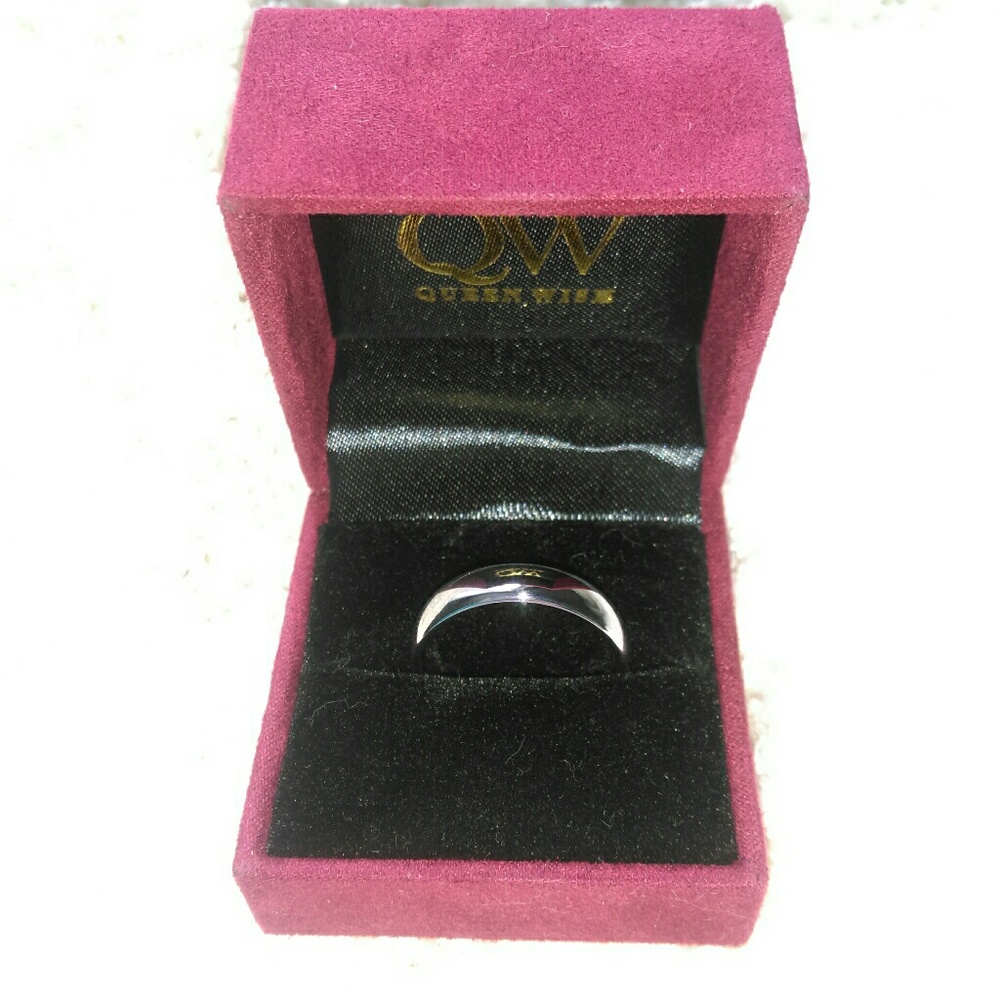 Unisex White Tungsten Wedding Band Sz 10